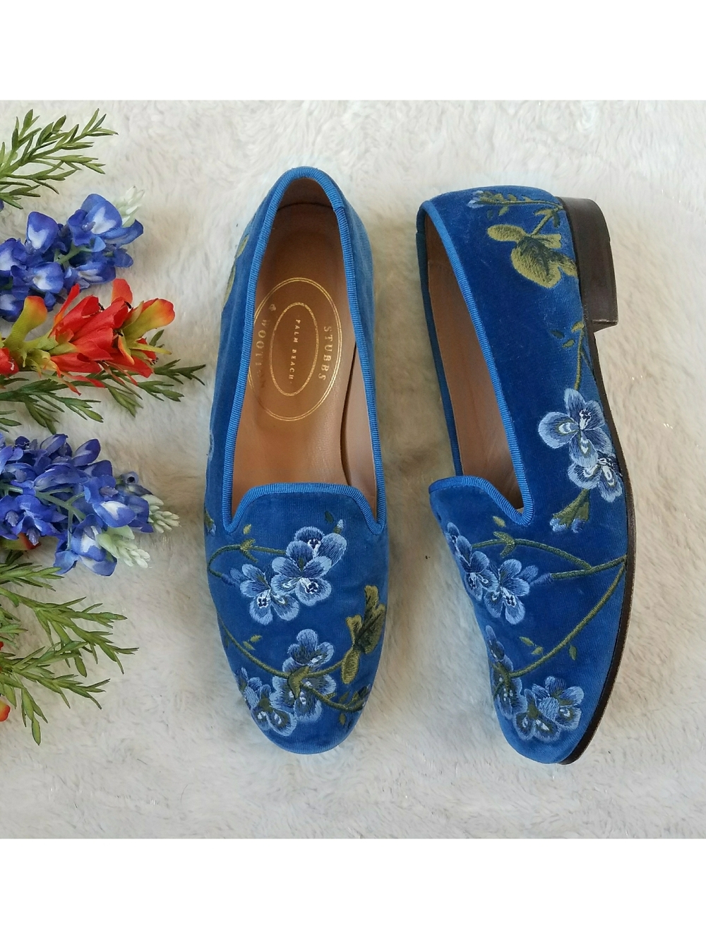 Stubbs & Wootton Geranium Velvet Loafers